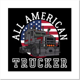 ALL AMERICAN TRUCKER PATRIOTIC 4TH OF JULY TRUCK DRIVER TEE Posters and Art